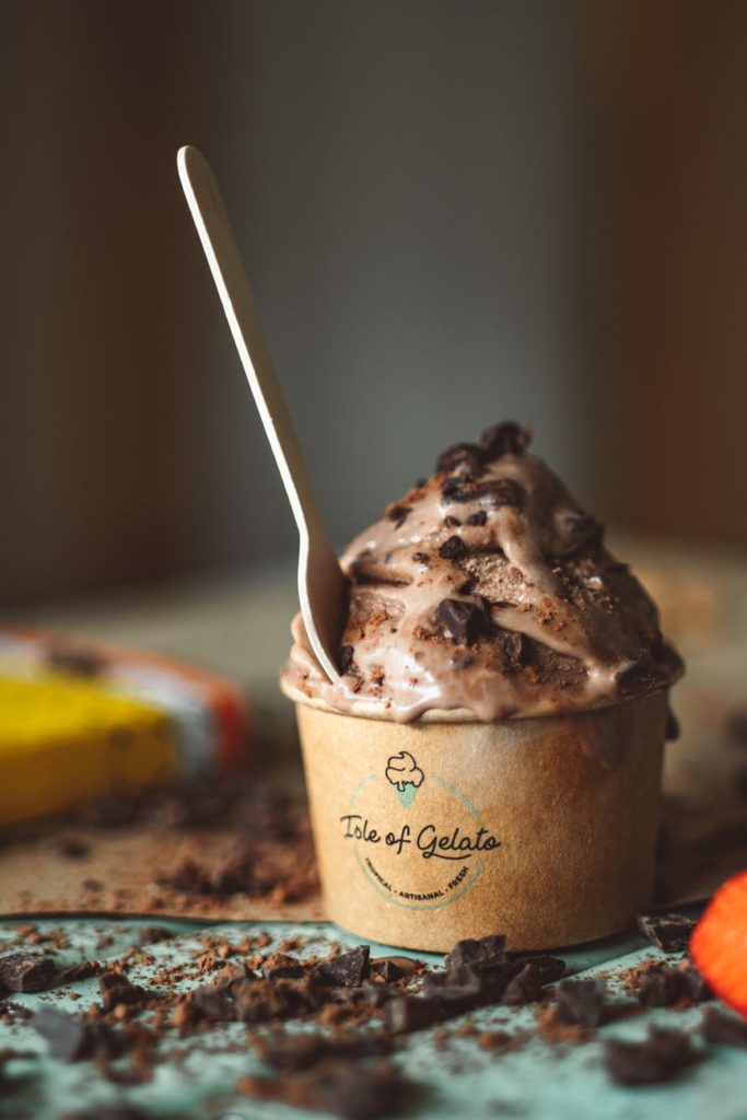 a cup of chocolate gelato