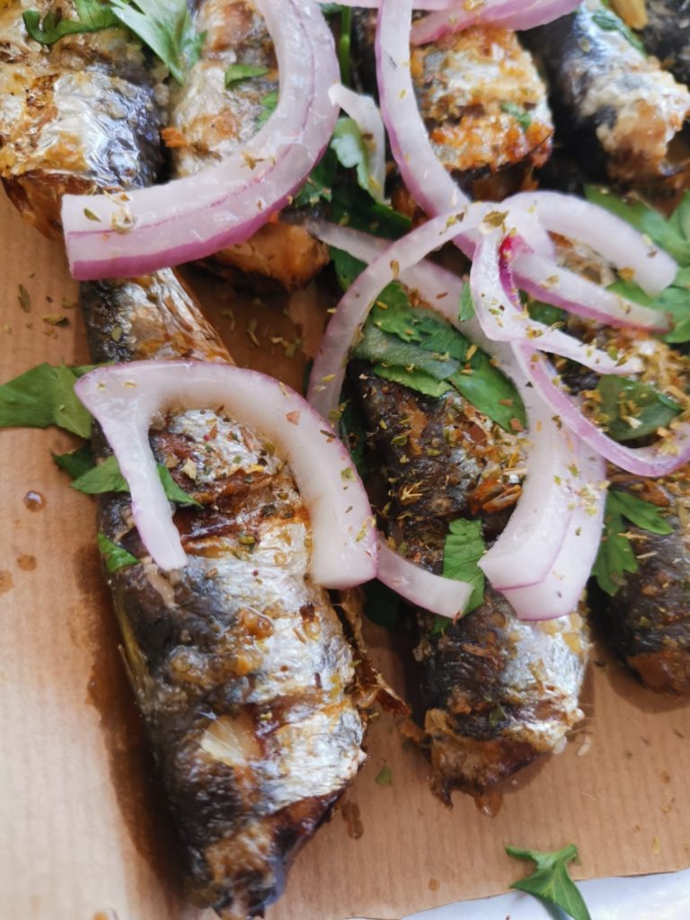 Greece grilled sardines