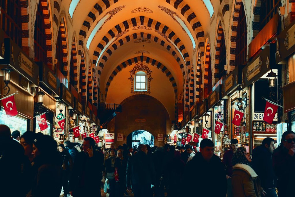 people shopping inside the grand bazaar in istanbul turkey